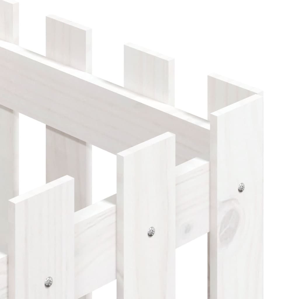 plantekasse med stakitdesign 40x40x40 cm massivt fyrretræ hvid