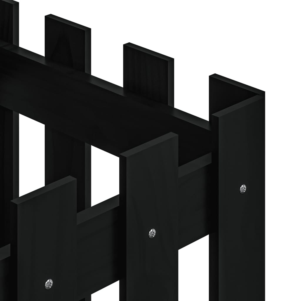 plantekasse med stakitdesign 40x40x40 cm massivt fyrretræ sort