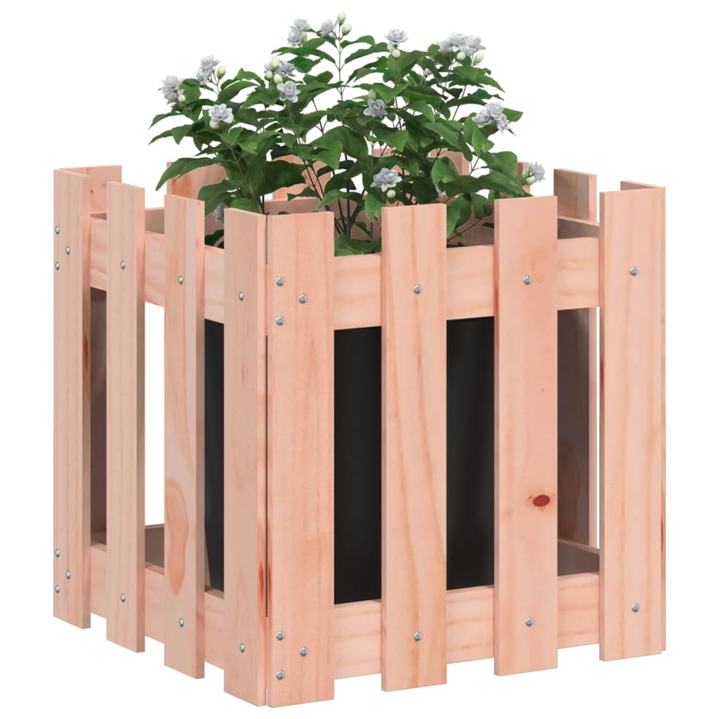 plantekasse med stakitdesign 40x40x40 cm massivt douglasfyr