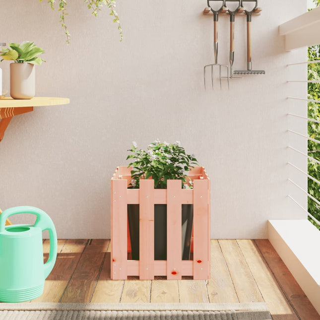 plantekasse med stakitdesign 40x40x40 cm massivt douglasfyr