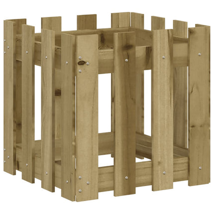 plantekasse med stakitdesign 40x40x40 cm imprægneret fyrretræ