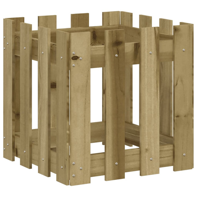 plantekasse med stakitdesign 40x40x40 cm imprægneret fyrretræ