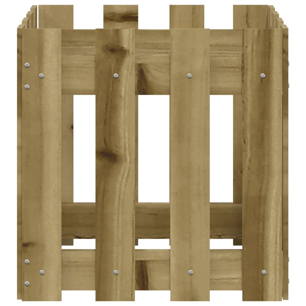 plantekasse med stakitdesign 40x40x40 cm imprægneret fyrretræ