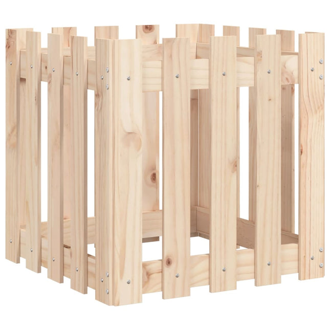 plantekasse med stakitdesign 50x50x50 cm massivt fyrretræ