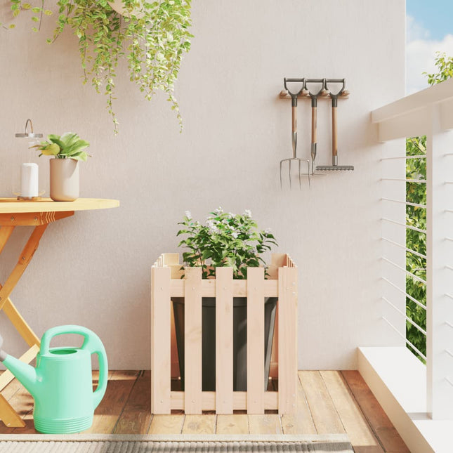 plantekasse med stakitdesign 50x50x50 cm massivt fyrretræ