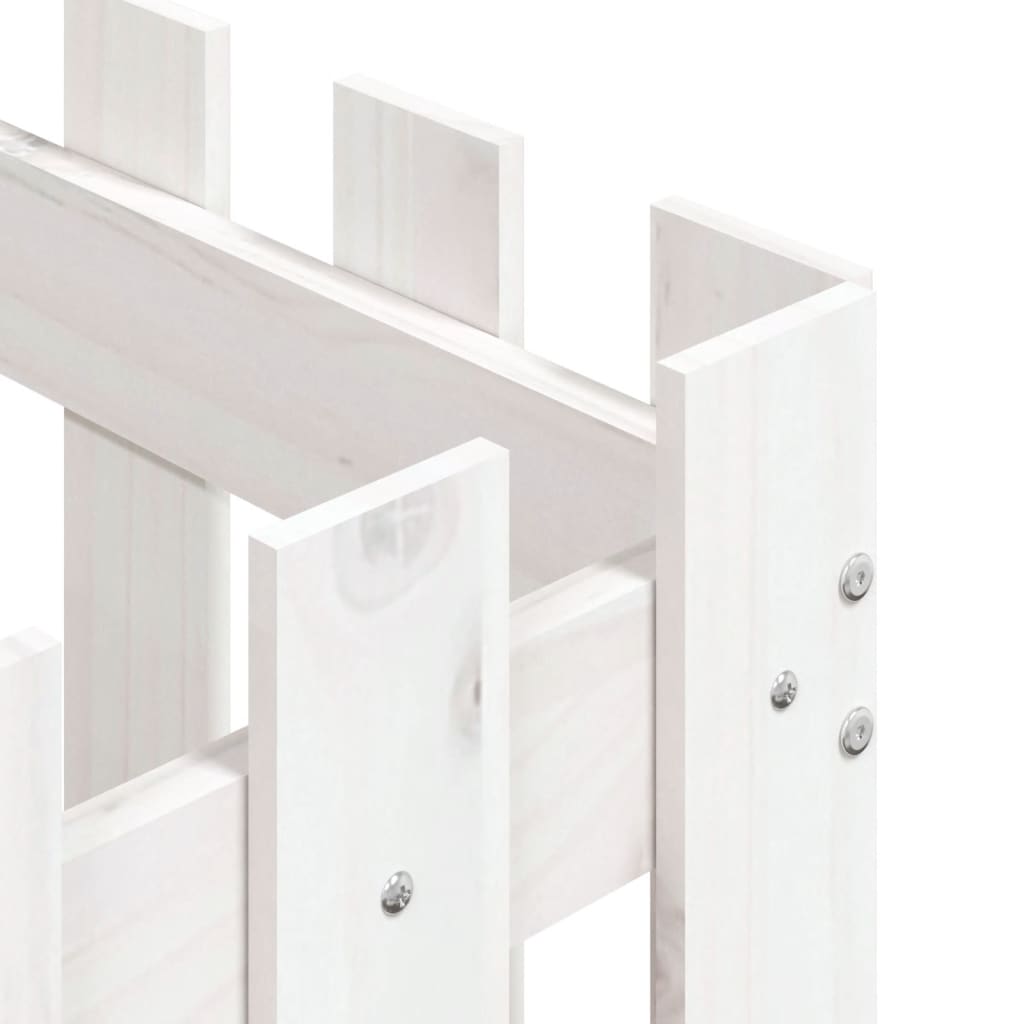 plantekasse med stakitdesign 50x50x50 cm massivt fyrretræ hvid