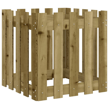 plantekasse med stakitdesign 50x50x50 cm imprægneret fyrretræ