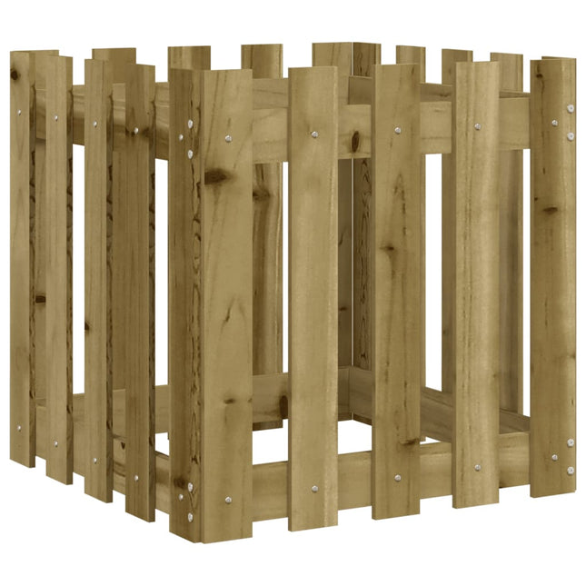 plantekasse med stakitdesign 50x50x50 cm imprægneret fyrretræ