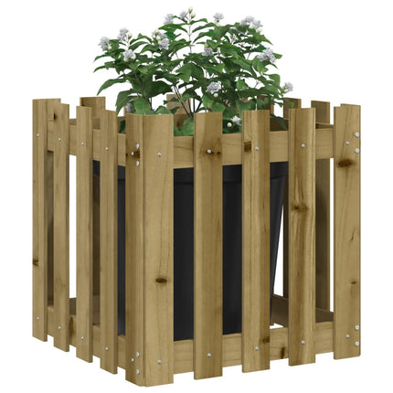 plantekasse med stakitdesign 50x50x50 cm imprægneret fyrretræ