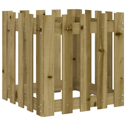 plantekasse med stakitdesign 50x50x50 cm imprægneret fyrretræ