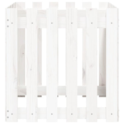 plantekasse med stakitdesign 60x60x60 cm massivt fyrretræ hvid