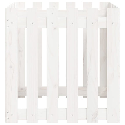 plantekasse med stakitdesign 60x60x60 cm massivt fyrretræ hvid