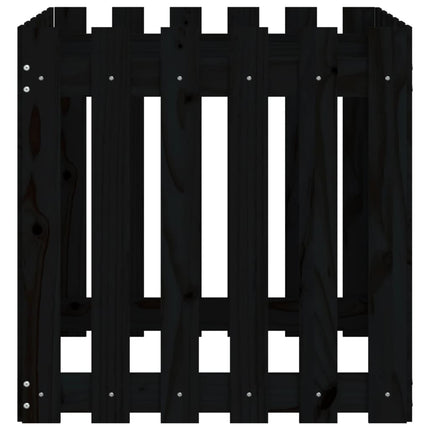 plantekasse med stakitdesign 60x60x60 cm massivt fyrretræ sort