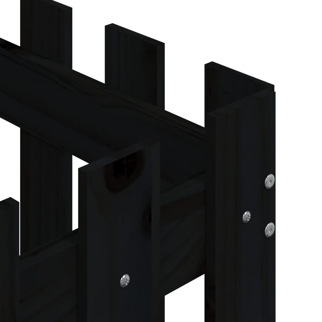 plantekasse med stakitdesign 60x60x60 cm massivt fyrretræ sort