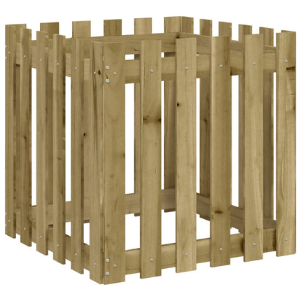 plantekasse med stakitdesign 60x60x60 cm imprægneret fyrretræ