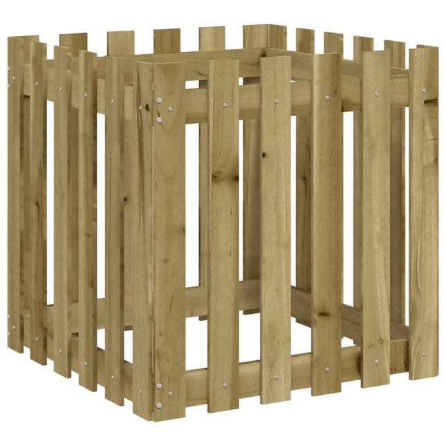 plantekasse med stakitdesign 60x60x60 cm imprægneret fyrretræ