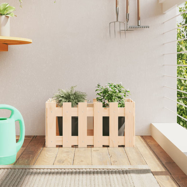 plantekasse med stakitdesign 60x30x30 cm massivt fyrretræ