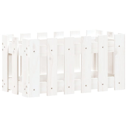 plantekasse med stakitdesign 60x30x30 cm massivt fyrretræ hvid