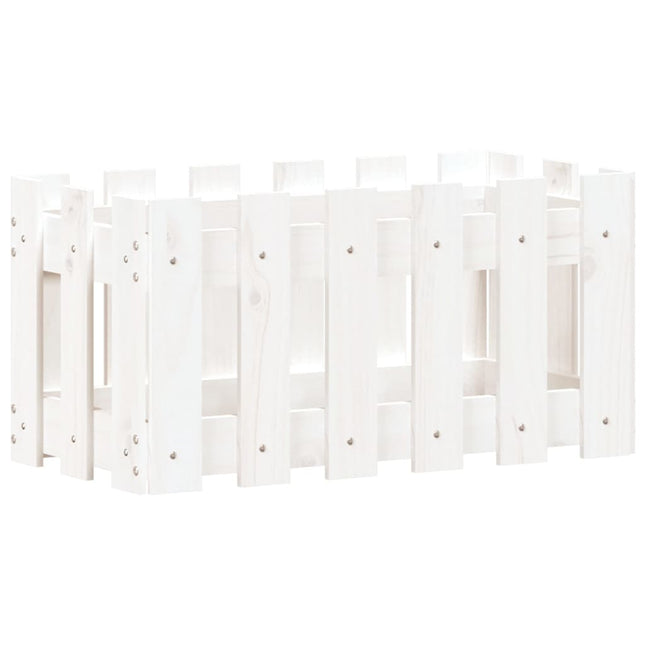 plantekasse med stakitdesign 60x30x30 cm massivt fyrretræ hvid