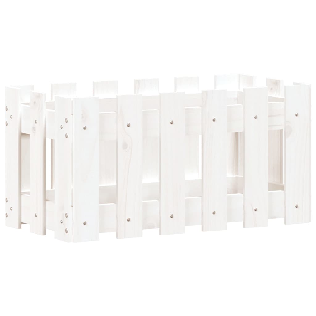 plantekasse med stakitdesign 60x30x30 cm massivt fyrretræ hvid