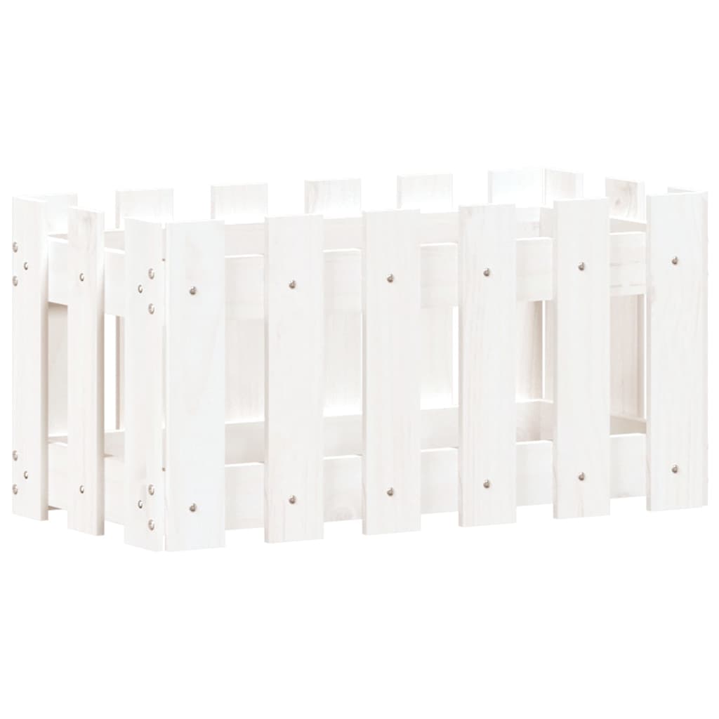 plantekasse med stakitdesign 60x30x30 cm massivt fyrretræ hvid