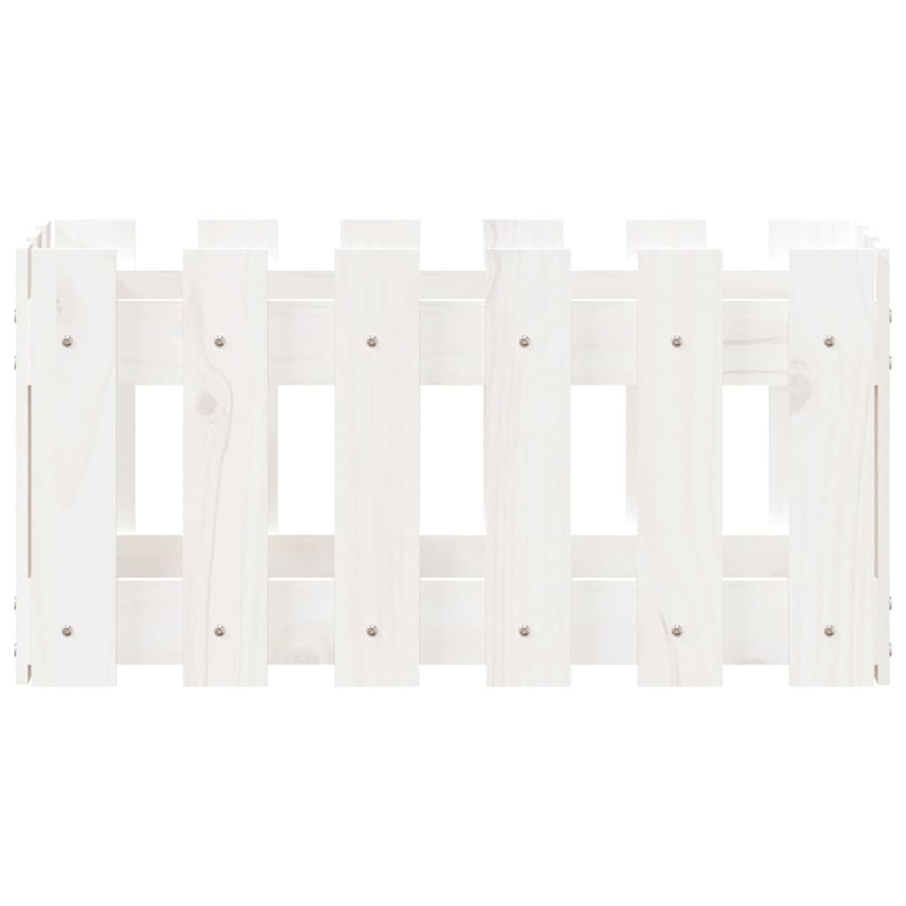 plantekasse med stakitdesign 60x30x30 cm massivt fyrretræ hvid