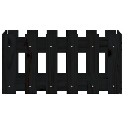 plantekasse med stakitdesign 60x30x30 cm massivt fyrretræ sort