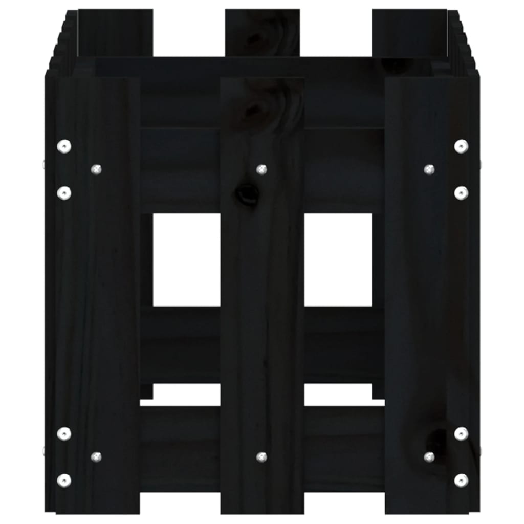 plantekasse med stakitdesign 60x30x30 cm massivt fyrretræ sort