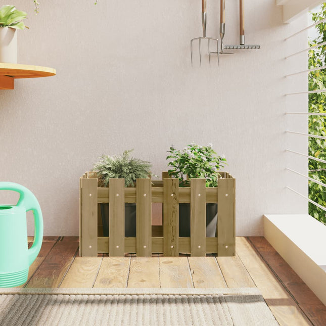 plantekasse med stakitdesign 60x30x30 cm imprægneret fyrretræ