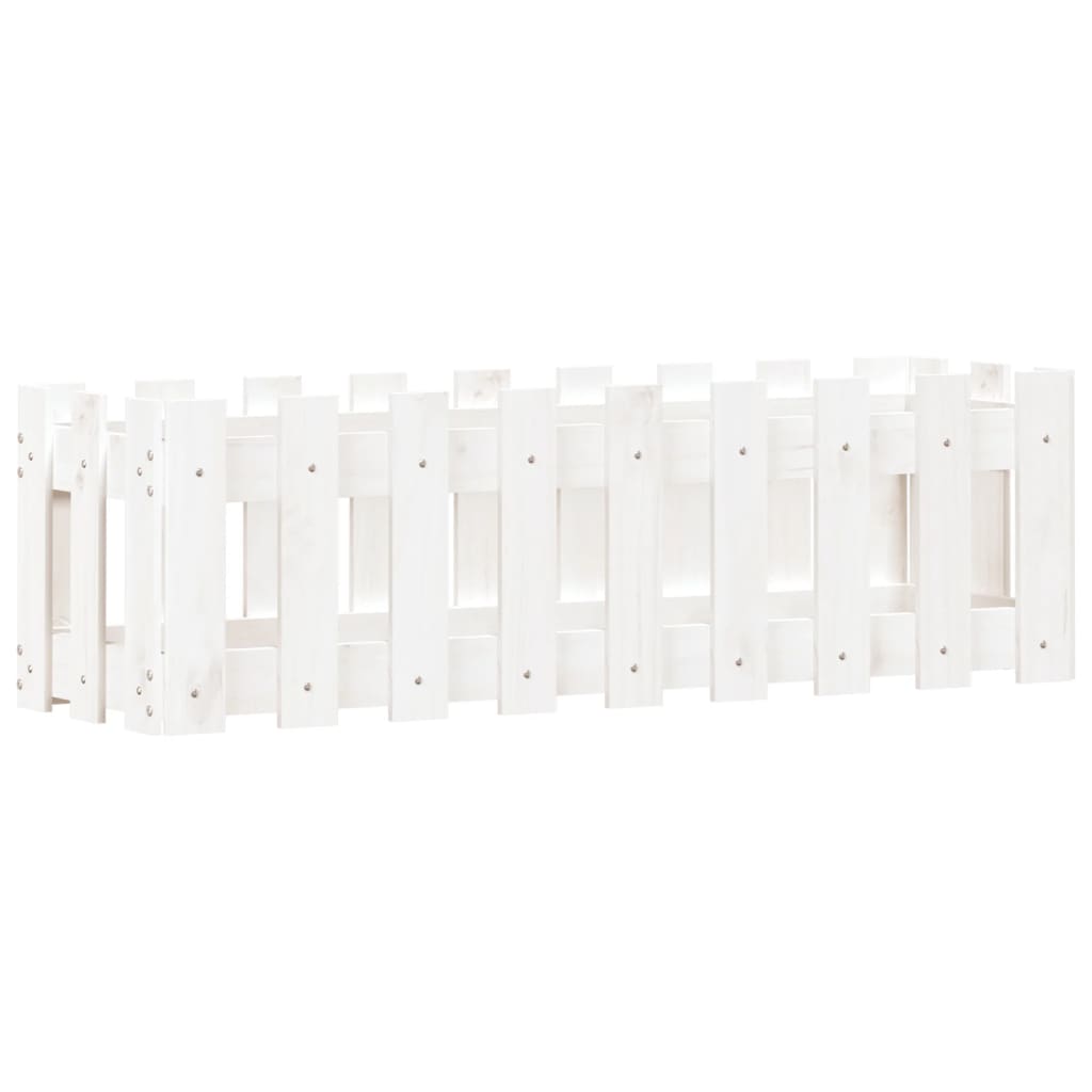 højbed med stakitdesign 100x30x30 cm massivt fyrretræ hvid