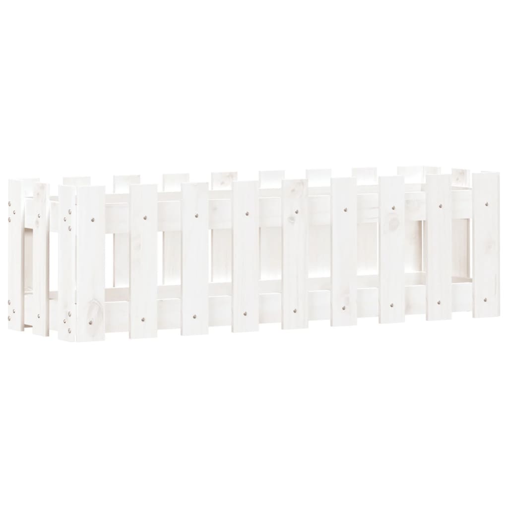 højbed med stakitdesign 100x30x30 cm massivt fyrretræ hvid