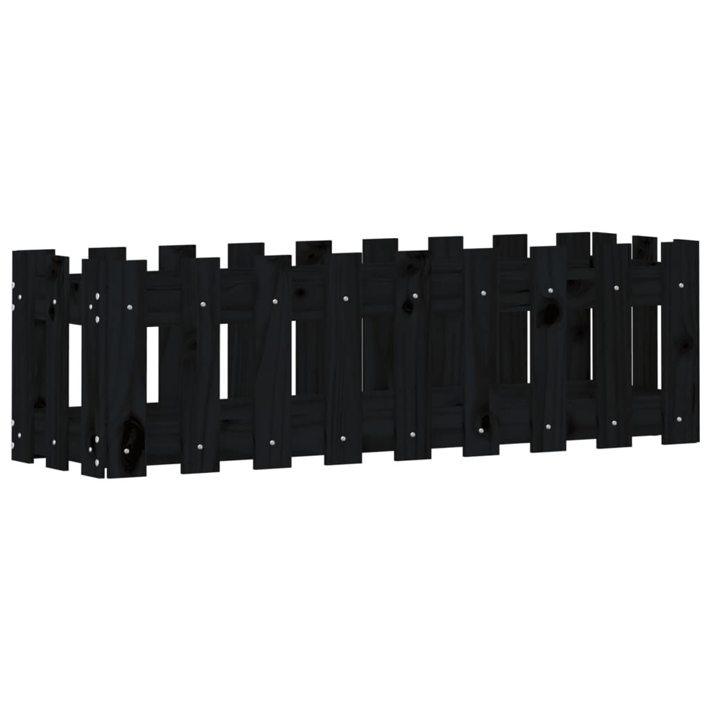 højbed med stakitdesign 100x30x30 cm massivt fyrretræ sort