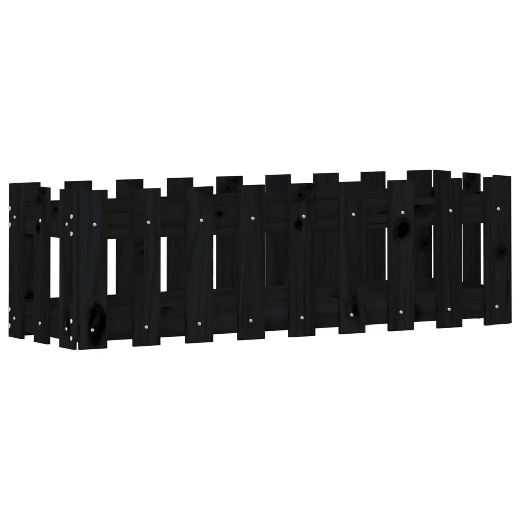 højbed med stakitdesign 100x30x30 cm massivt fyrretræ sort