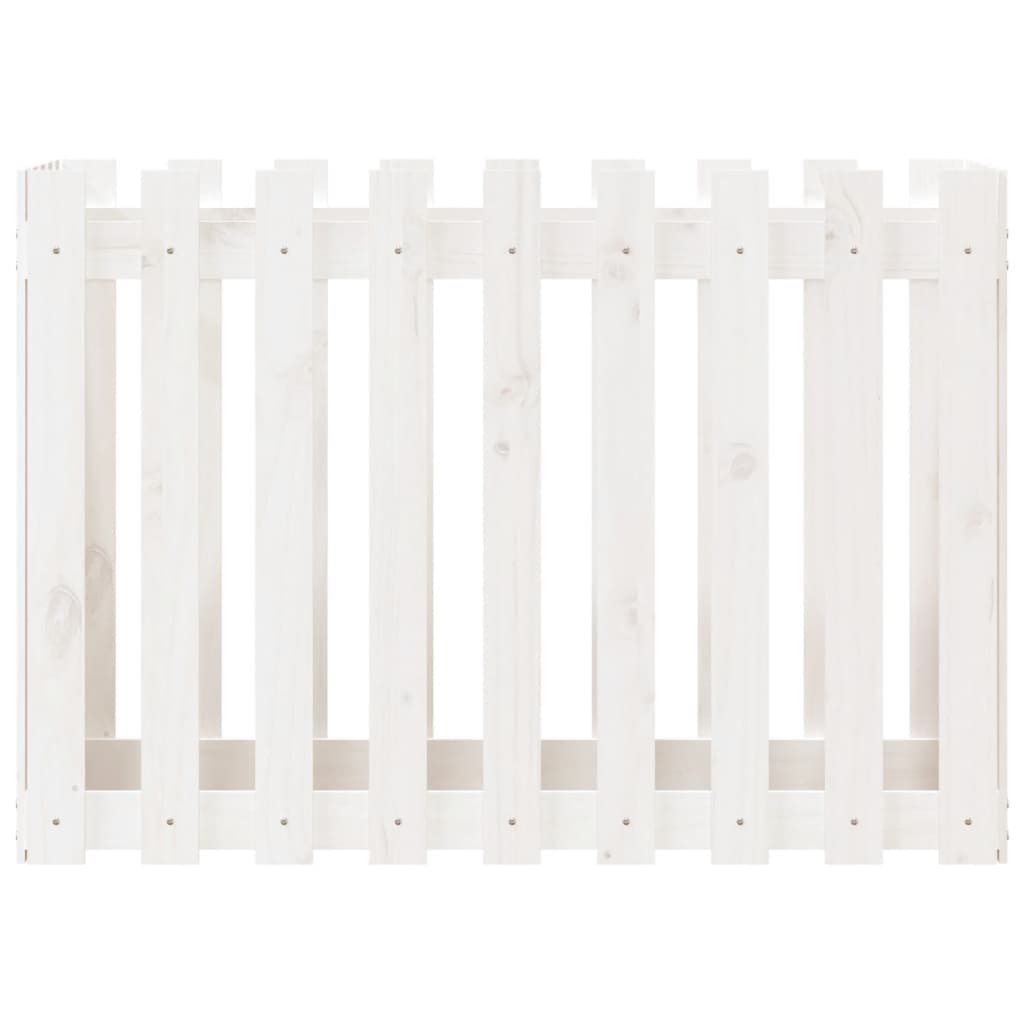 højbed med stakitdesign 100x50x70 cm massivt fyrretræ hvid