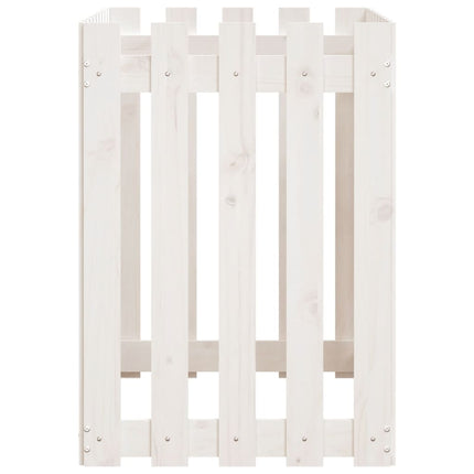 højbed med stakitdesign 100x50x70 cm massivt fyrretræ hvid