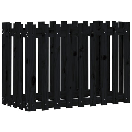 højbed med stakitdesign 100x50x70 cm massivt fyrretræ sort