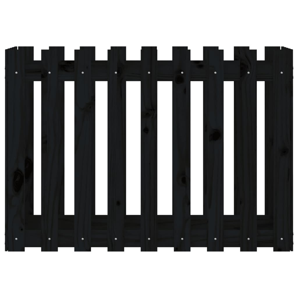 højbed med stakitdesign 100x50x70 cm massivt fyrretræ sort