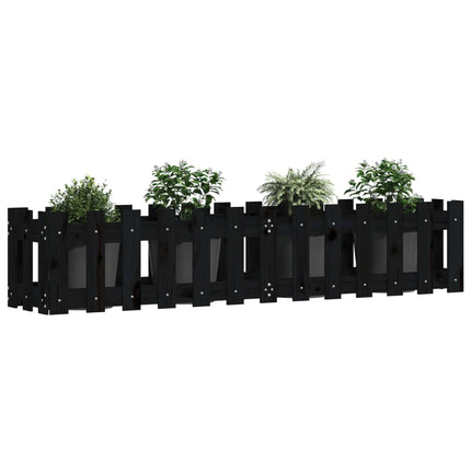 højbed med stakitdesign 150x30x30 cm massivt fyrretræ sort