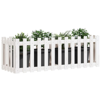 højbed med stakitdesign 150x50x50 cm massivt fyrretræ hvid
