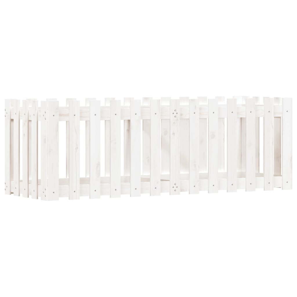 højbed med stakitdesign 150x50x50 cm massivt fyrretræ hvid