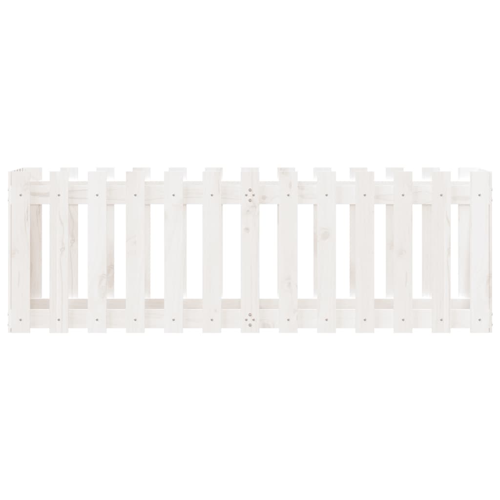 højbed med stakitdesign 150x50x50 cm massivt fyrretræ hvid