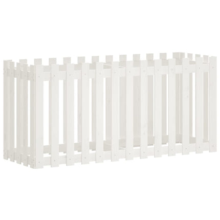 højbed med stakitdesign 150x50x70 cm massivt fyrretræ hvid