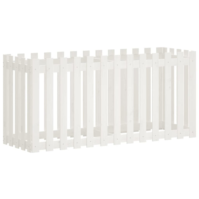 højbed med stakitdesign 150x50x70 cm massivt fyrretræ hvid