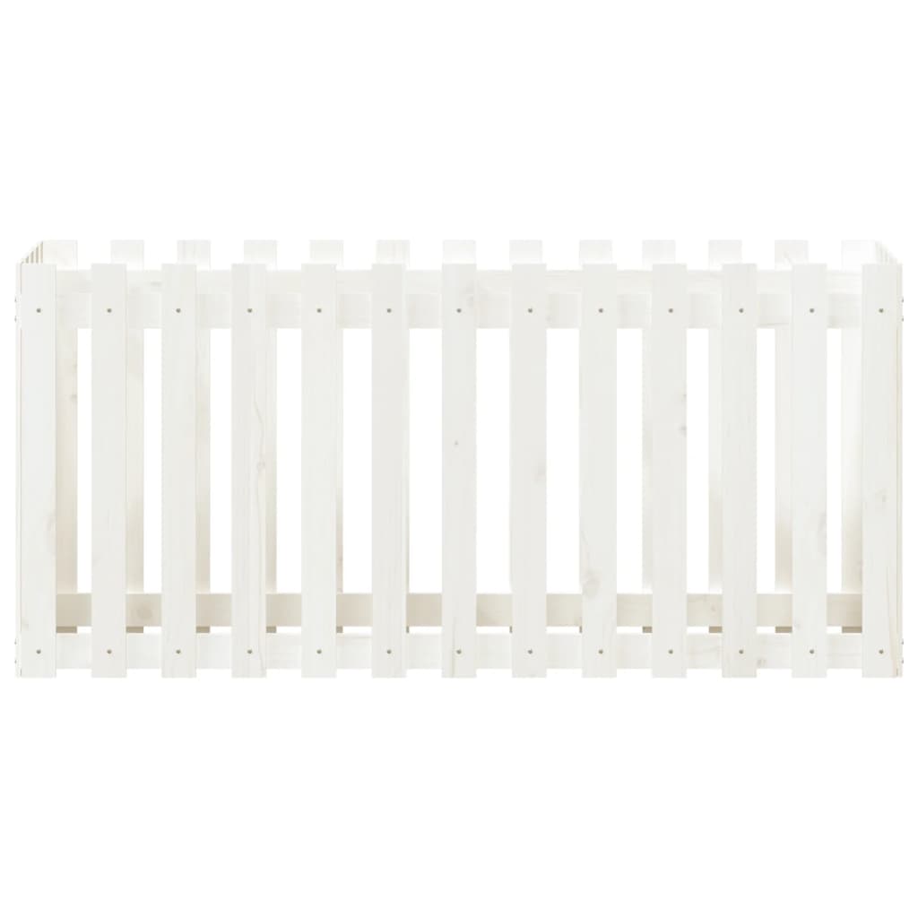 højbed med stakitdesign 150x50x70 cm massivt fyrretræ hvid