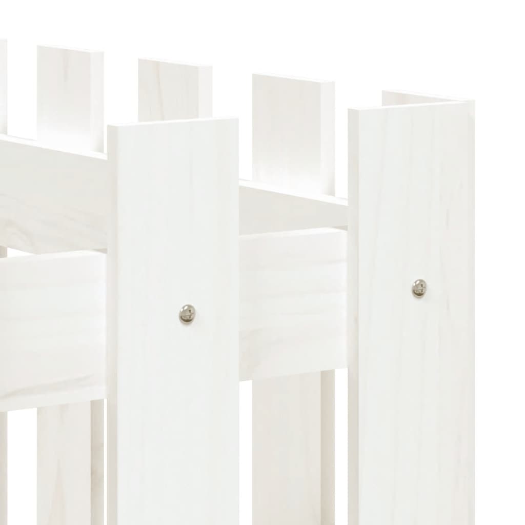 højbed med stakitdesign 150x50x70 cm massivt fyrretræ hvid