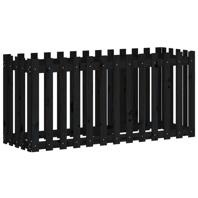 højbed med stakitdesign 150x50x70 cm massivt fyrretræ sort