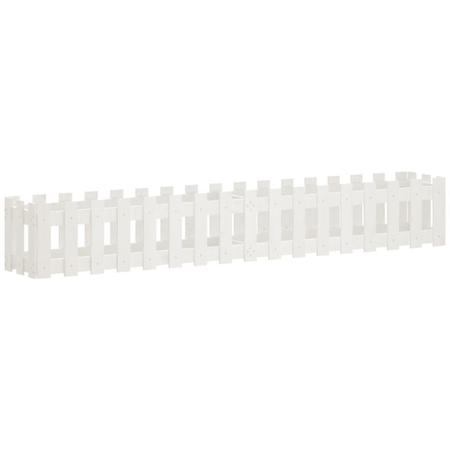 højbed med stakitdesign 200x30x30 cm massivt fyrretræ hvid