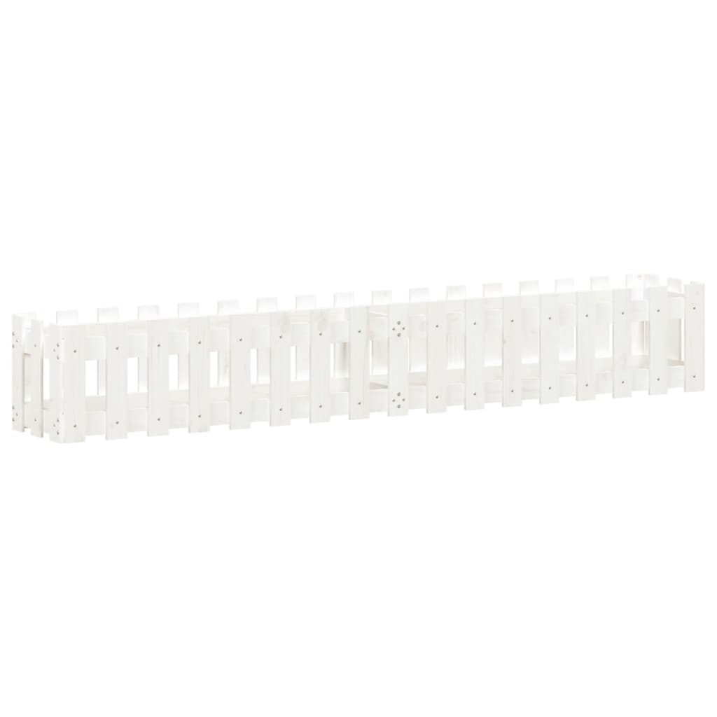 højbed med stakitdesign 200x30x30 cm massivt fyrretræ hvid