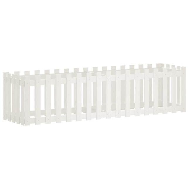 højbed med stakitdesign 200x50x50 cm massivt fyrretræ hvid
