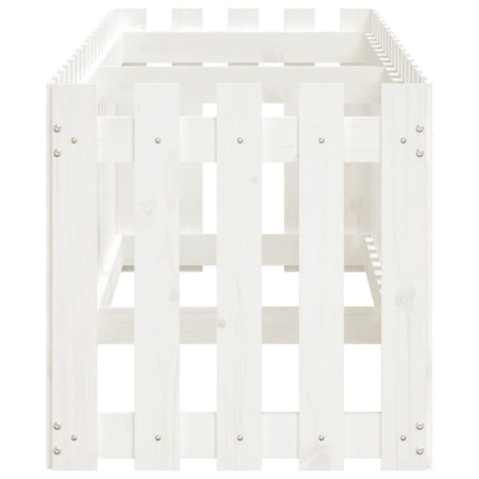 højbed med stakitdesign 200x50x50 cm massivt fyrretræ hvid